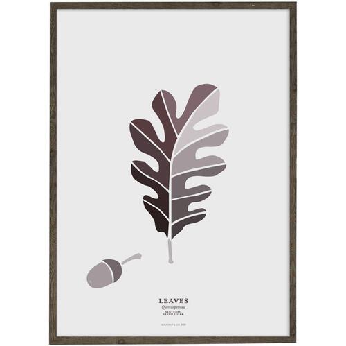 Feuille de chêne d&#39;hiver (gris) - ART PRINT - CHOISISSEZ LA TAILLE