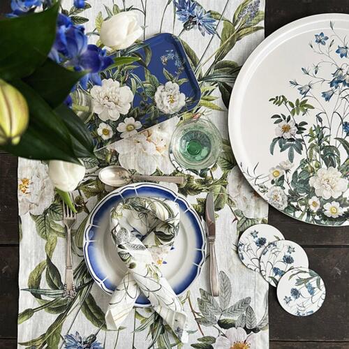 Runner da tavola in lino - Blue Flower Garden