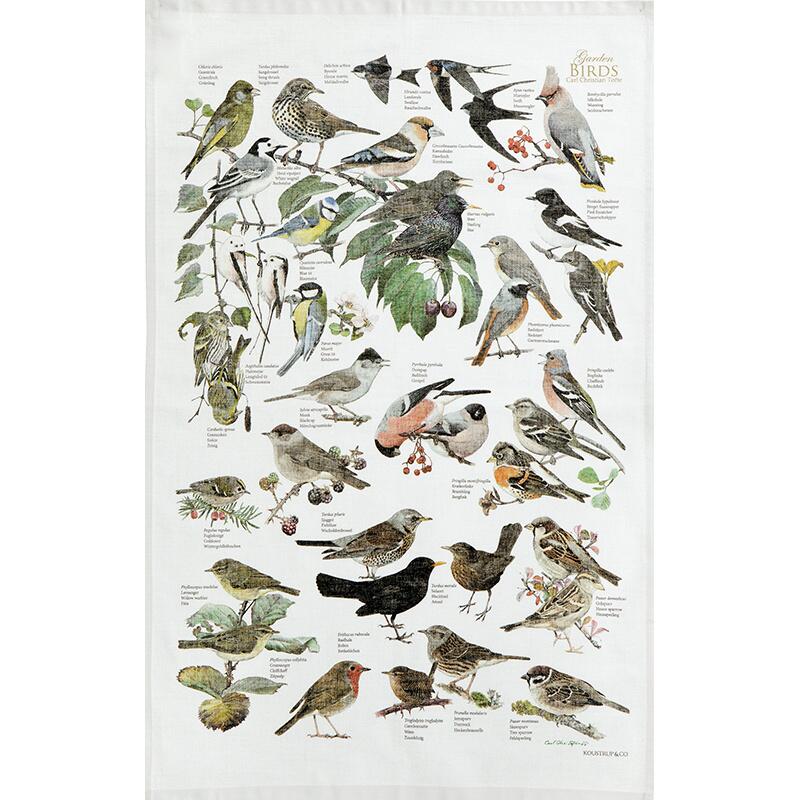 ORGANIC TEA TOWEL - Garden birds
