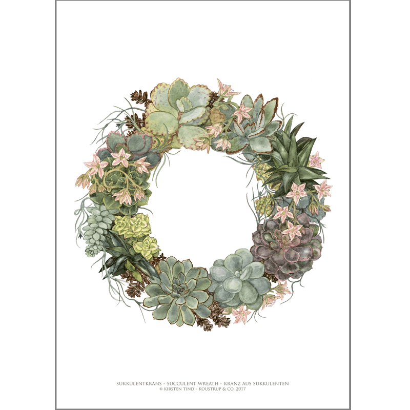 ART PRINT A3 - Succulent wreath