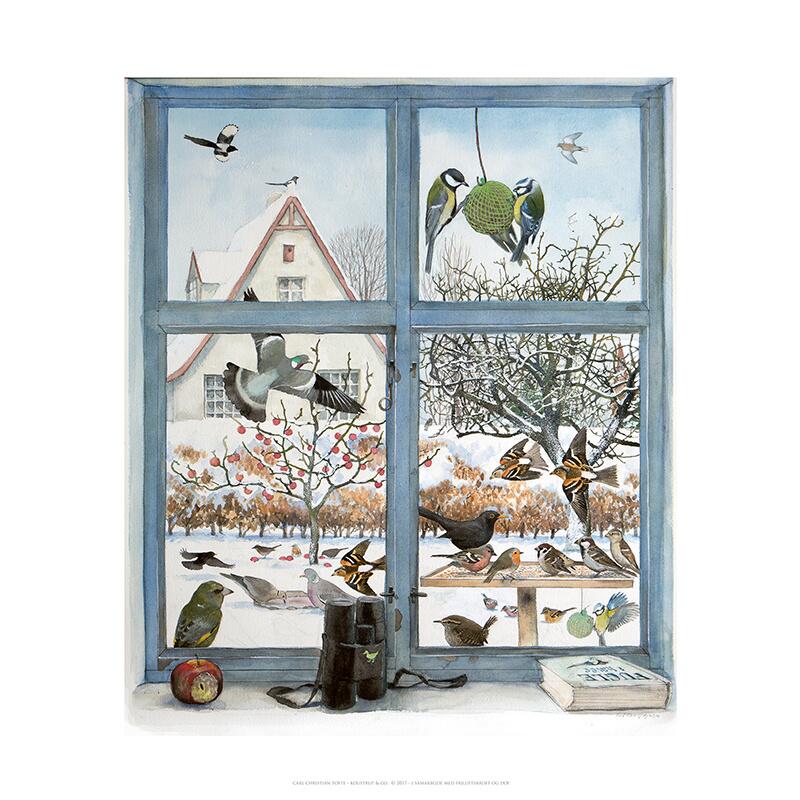 ART PRINT B2 - 50x70 Fåglar i fönstret - Förpris 175 DKK