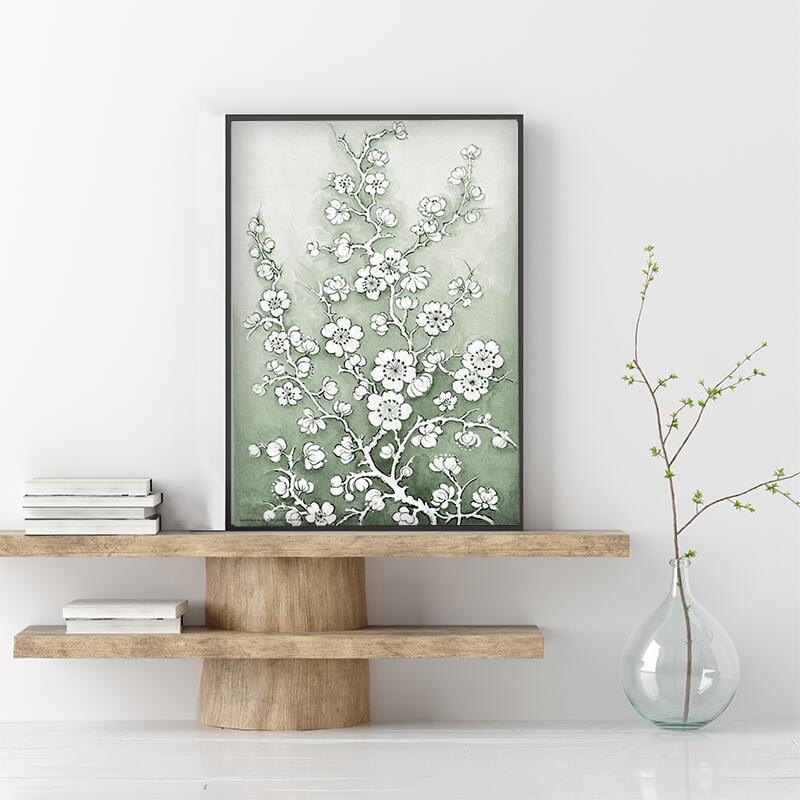Fleurs de cerisier vert - ART PRINT - CHOISISSEZ LA TAILLE