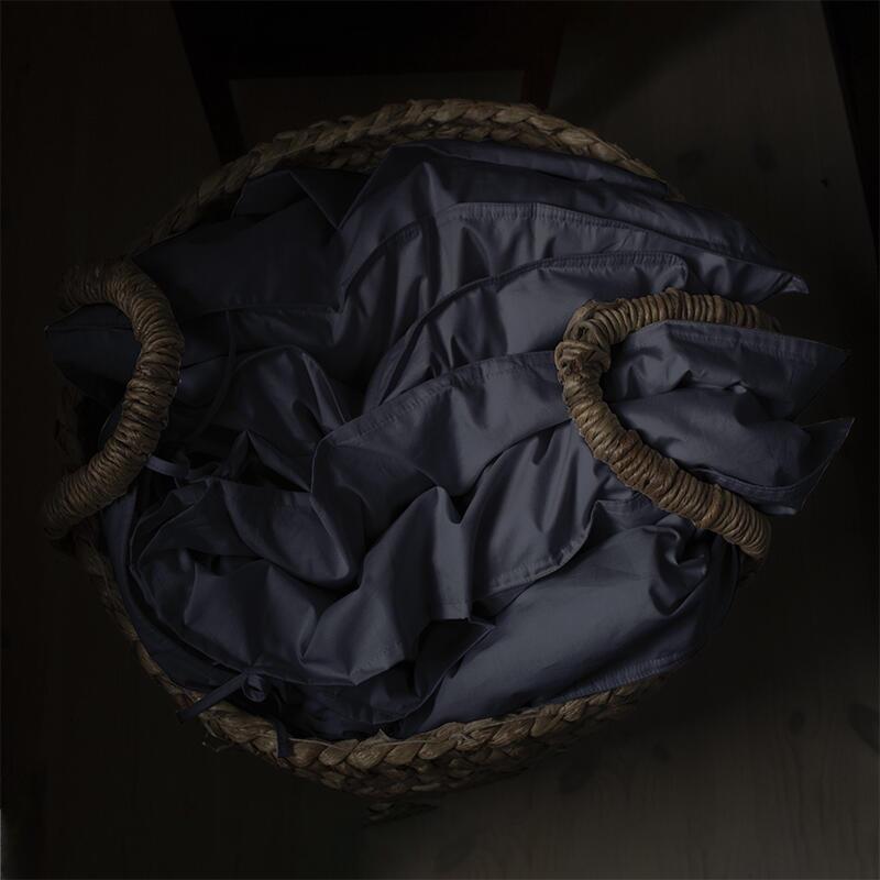 Organic cushion cover - Dusty dark blue