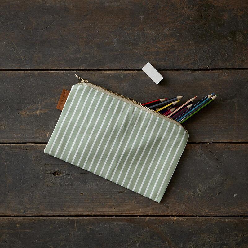 COSMETIC BAG - Green stripes (flat)