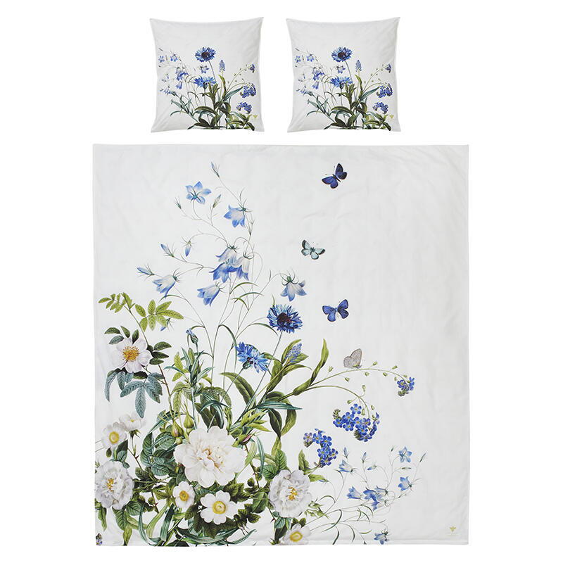 Økologisk sengesæt dobbeltdyne - Blue Flower garden JL 200x220 cm