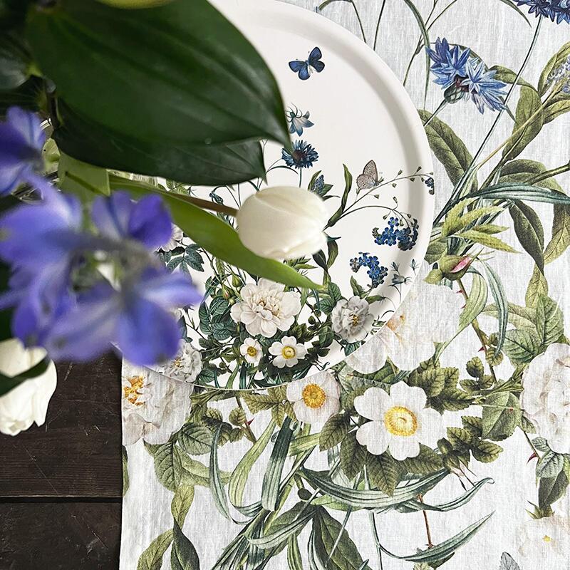 TISCHLÄUFER LEINEN - Blue Flower Garden