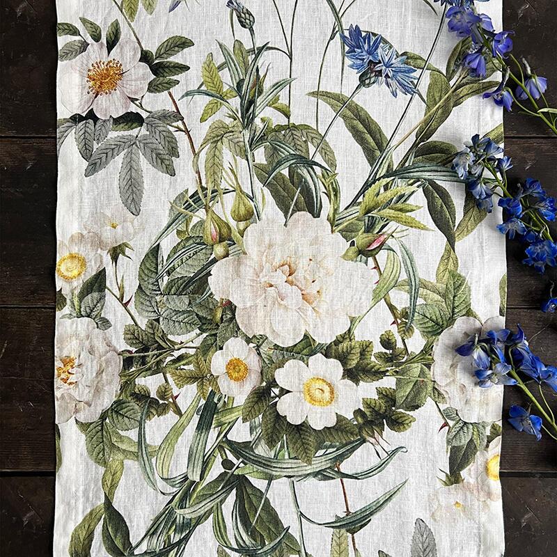 TISCHLÄUFER LEINEN - Blue Flower Garden