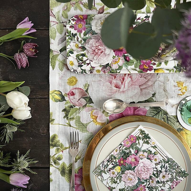 TAFELLOPER LINNEN - Rose Flower Garden