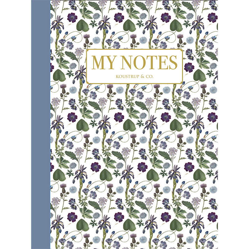 Noteshæfte - Blå floral mønster