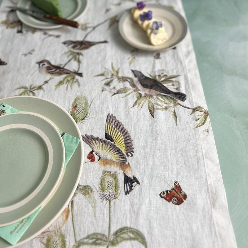 Runner da tavola in lino - Uccelli