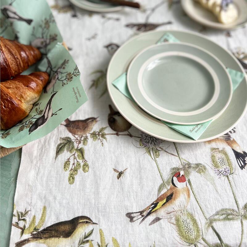 Runner da tavola in lino - Uccelli