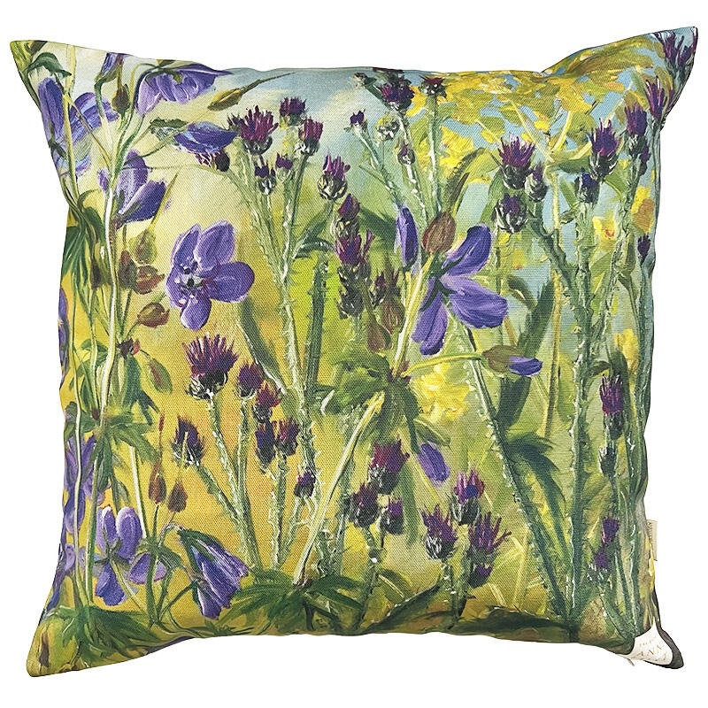 PUDE COVER 50x50 cm - Øko Bomuld - Anne Just Thistle Y/P - TIL FORUDBESTILLING (Kommer i midten af marts 2026)