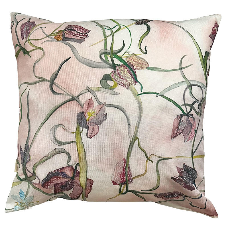 PUDE COVER 50x50 cm - Øko Bomuld - TJ Pink Fritillaria - TIL FORUDBESTILLING (Kommer i midten af marts 2026)