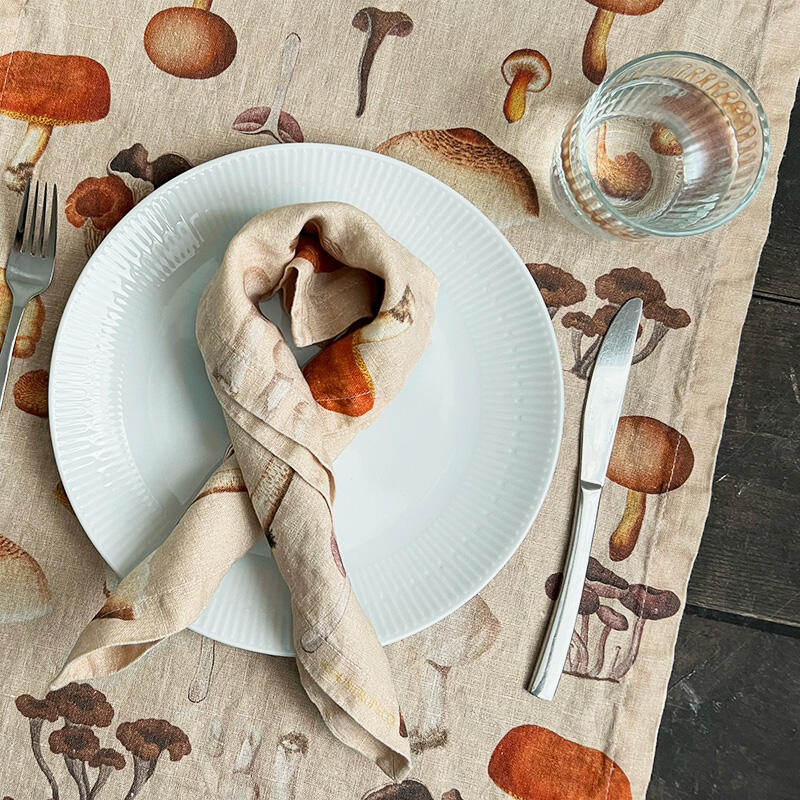 Linen Table Runner - FD Mushrooms - Available for Pre-order (Arrives March 15, 2026)