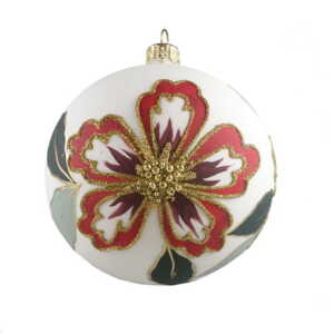 Glass ball with flowers red/green - for pre-order - coming in October
