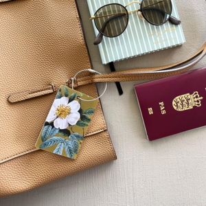 LUGGAGE TAG - Blue Flower Garden JL - Gold