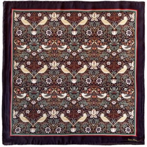 SILKETØRKLÆDE - Morris Strawberry thief bordeaux - 90 cm